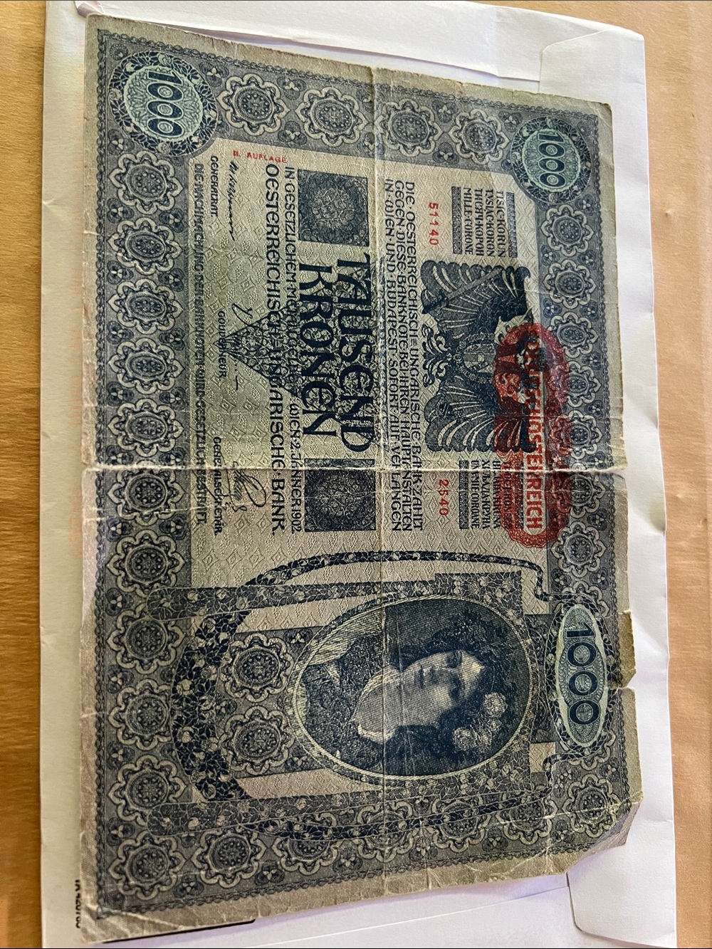 Austro-Hungary 1000 Tausend Kronen 1902 Banknote